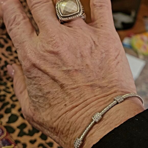 18K OVER SILVER CZ CUFF BRACELET - Picture 5 of 5